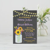 Sunflower Mason Jar Chalkboard Invitations de mari (Debout devant)