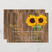 Sunflower Mason Jar Invitations Fêtes des mariées (Devant / Derrière)