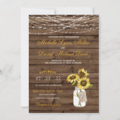 Sunflower Mason Jar & Lights Faire-part de mariage (Devant)
