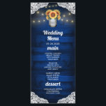 Sunflower Mason Jar Mariage dentelle en bois Carte<br><div class="desc">Cartes de menu Mariage en dentelle en bois de Sunflower Mason - sont décorées d'un arrière - plan en bois de grange bleu paré de dentelle et décorées de lumières scintillantes à cordes chaudes. Le design comporte également un bouquet de tournesols à l'intérieur d'un bocal de maçon que vous pouvez...</div>