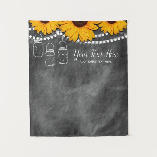 Sunflower Mason Jar Photo Booth Backdrop Wandkleed (Voorkant)