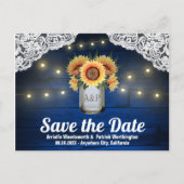 Sunflower Mason Jar Wood Enregistrer la date Carte (Devant)