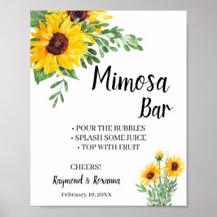 Sunflower Mimosa Bar Vrijgezellenfeest Weddenschap Poster