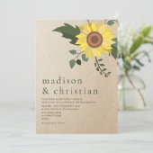 Sunflower Modern Sage Green Wedding Kaart (Staand voorkant)