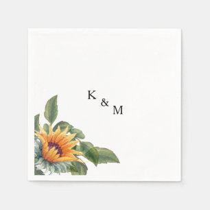 Sunflower Monogram Cocktail Napkins Servet