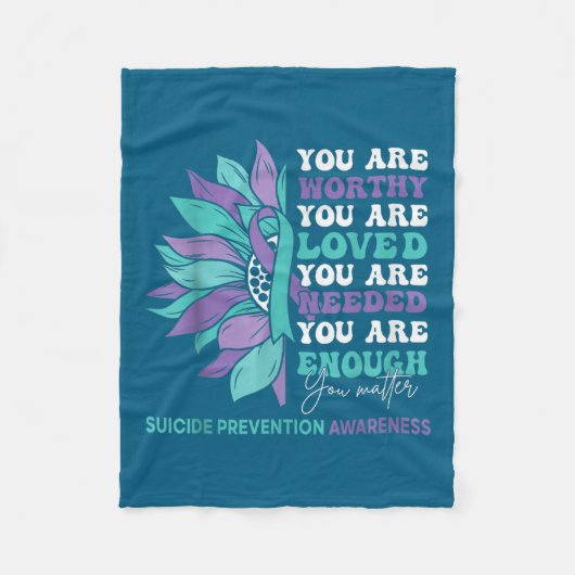 Sunflower Motivational Suprt Suicide Prevention Aw Fleece Deken (Voorkant)