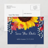 Sunflower Navy Blue Enregistrer Les Cartes De Date (Devant / Derrière)