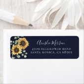 Sunflower Navy Blue Return Address Labels (Insitu)