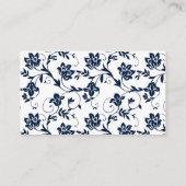Sunflower Navy Damask Floral Mariage Cartes de pla (Dos)