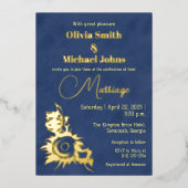 Sunflower Navy gold Wedding Invitation (Recto)