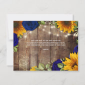 Sunflower & Navy Roses Russe Mariage Détails Carte (Dos)
