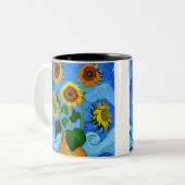 Sunflower Night Starry Mug à deux tons (Devant gauche)
