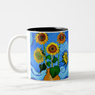 Sunflower Night Starry Mug à deux tons