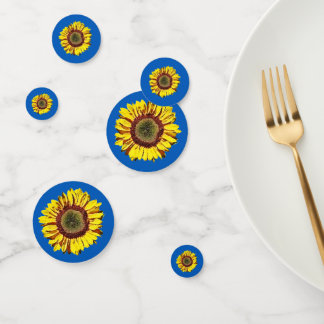 Sunflower Oekraïne National Sybol Blue Background Confetti