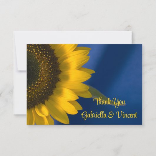 Sunflower on Blue Mariage Flat Merci Notes (Devant)