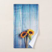 Sunflower on Blue Wood Wall (Serviette à main)