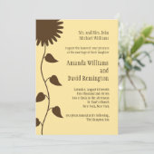 Sunflower on Yellow Wedding Invitation Kaart (Staand voorkant)
