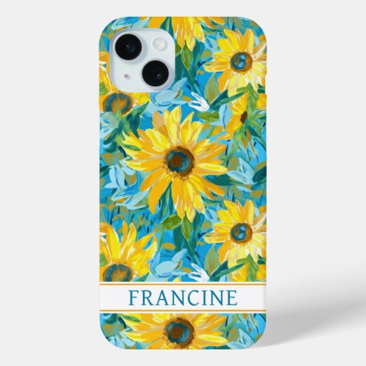 Sunflower Painting Monogrammed Case-Mate iPhone Case (Achterkant)