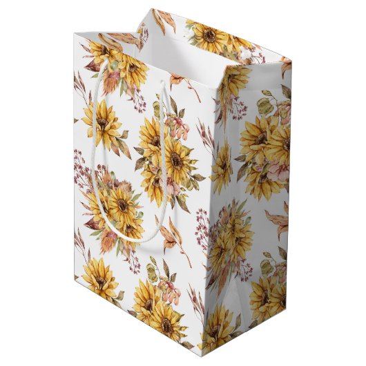 Sunflower Patroon Medium Cadeauzakje (Achterkant Gekanteld)