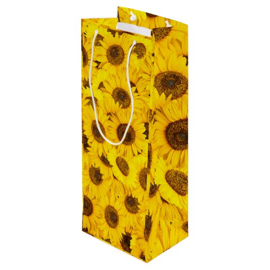 Sunflower Patroon Wijn Cadeautas (Achterkant Gekanteld)