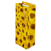 Sunflower Patroon Wijn Cadeautas (Voorkant Gekanteld)