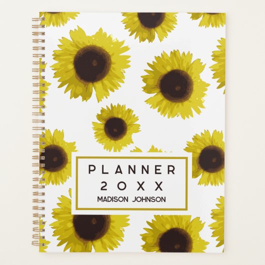 Sunflower Pattern Floral Custom Name 2026 Planner (Voorkant)