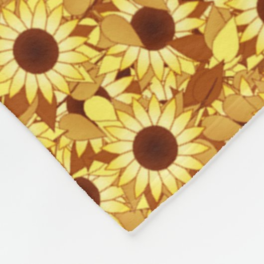 Sunflower Pattern, Gold, Yellow and Brown Fleece Deken (Hoek)