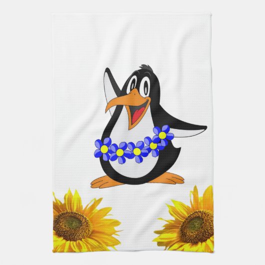 Sunflower Penguin Kitchen Towel Theedoek (Verticaal)