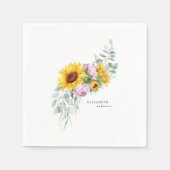 Sunflower Peony Vrijgezellenfeest Custom Cocktail Servet (Voorkant)