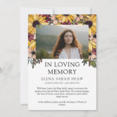 Sunflower Photo Dans Love Memory Faire-part (Devant)