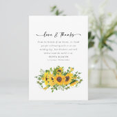 Sunflower Photo Wedding Bedankkaart (Staand voorkant)