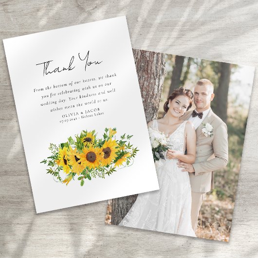 Sunflower Photo Wedding Bedankkaart