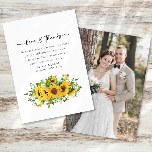 Sunflower Photo Wedding Bedankkaart