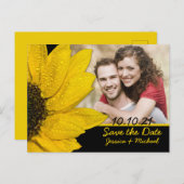 Sunflower Photo Wedding Enregistrer la date Carte  (Devant / Derrière)
