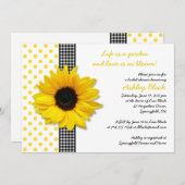 Sunflower Polka Dot En vichy Invitation Fête des m (Devant / Derrière)