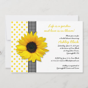 Sunflower Polka Dot En vichy Invitation Fête des m