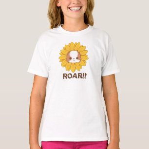 Sunflower Pomchi Puppy Lion Roaring Cute Kawaii T T-shirt
