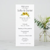 Sunflower programme de mariage élégant Carte à pla (Debout devant)