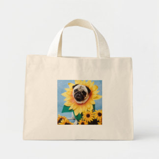 Sunflower Pug Dog Canvas tas