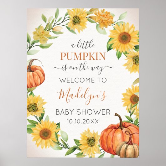 Sunflower & Pumpkin welkomstteken Poster (Voorkant)