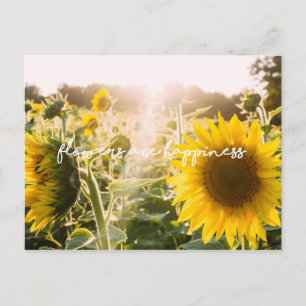 Sunflower quote "flowers are happiness" briefkaart