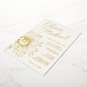 Sunflower Real Gold Foil Minimalist Weddenschap Go Folie Uitnodiging (Gedraaid)
