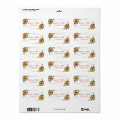Sunflower Red Rose Geometric Gold Address Etiket (Full Sheet)