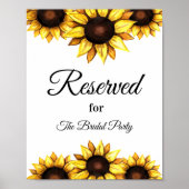 Sunflower Reserved White Yellow Sign Poster (Devant)