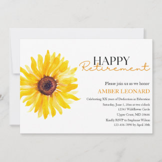 Sunflower Retirement Invitation |Teacher or Admin Kaart
