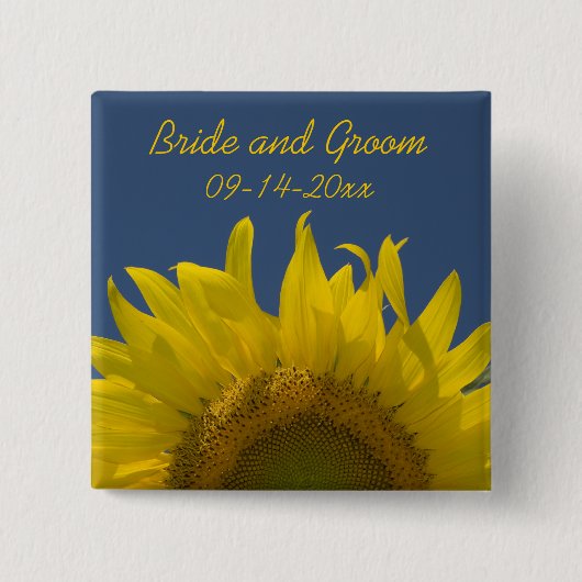 Sunflower Rising Wedding Vierkante Button 5,1 Cm (Voorkant)