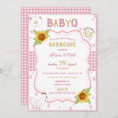 Sunflower rose En vichy bébé Q Barbecue Invitation (Devant / Derrière)