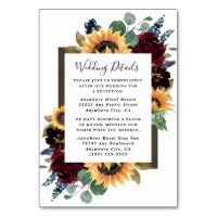 Sunflower Roses Bourgogne Mariage Cartes de boîtie