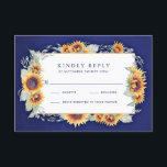 Sunflower Royal Blue Rustic Wedding Cartes RSVP<br><div class="desc">Sunflower Royal Blue Rustic Wedding Cartes RSVP - présente d'élégants tournesols aquarelle avec une verdure verte claire entrelacée sur une zone de texte unique. L'arrière - plan est un damier royal ou bleu profond.</div>