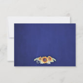 Sunflower Royal Blue Rustic Wedding Cartes RSVP (Dos)